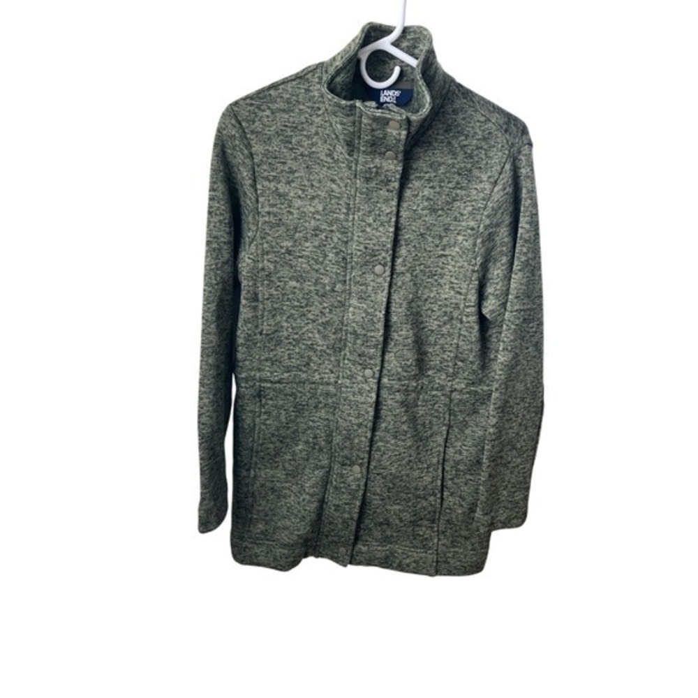 Lands End Women's Heathered‎ Green Snap Front Jacket Size S